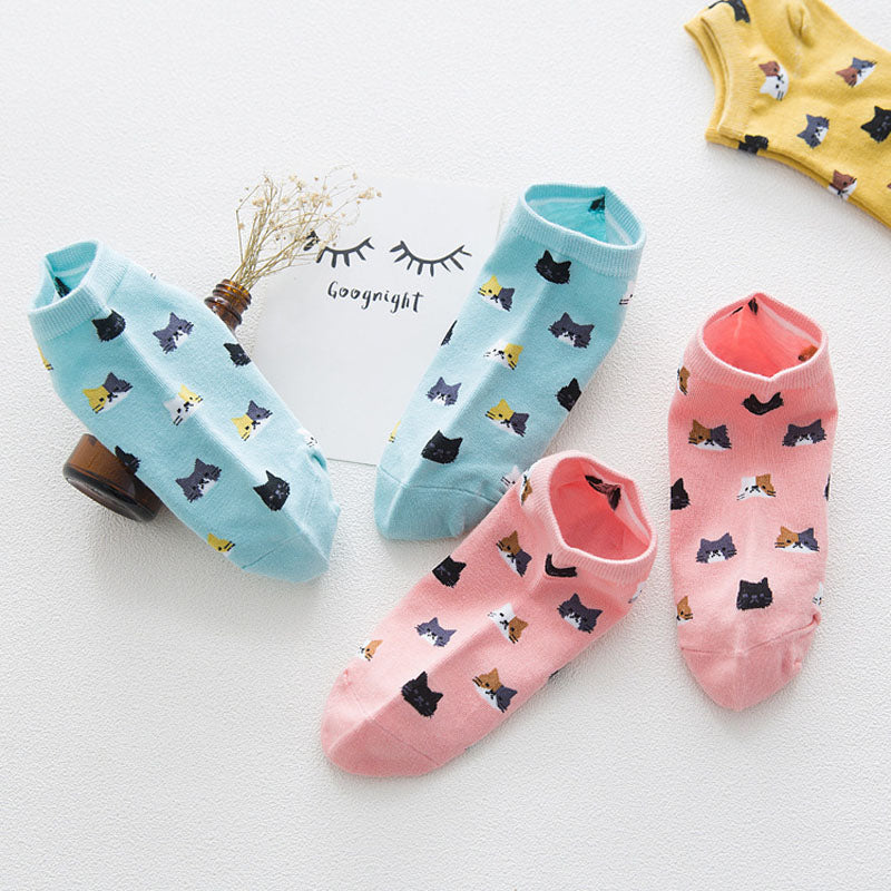 5er-Pack Katzenmuster-Socken