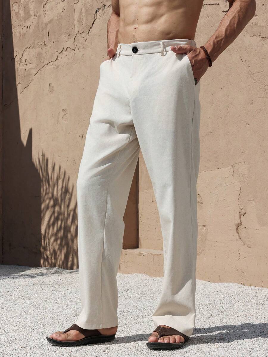 LEINENHOSE MIT TASCHEN