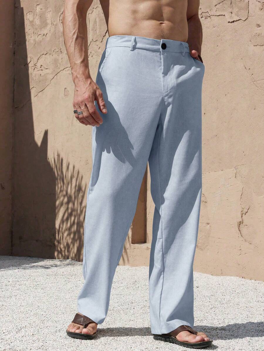 LEINENHOSE MIT TASCHEN