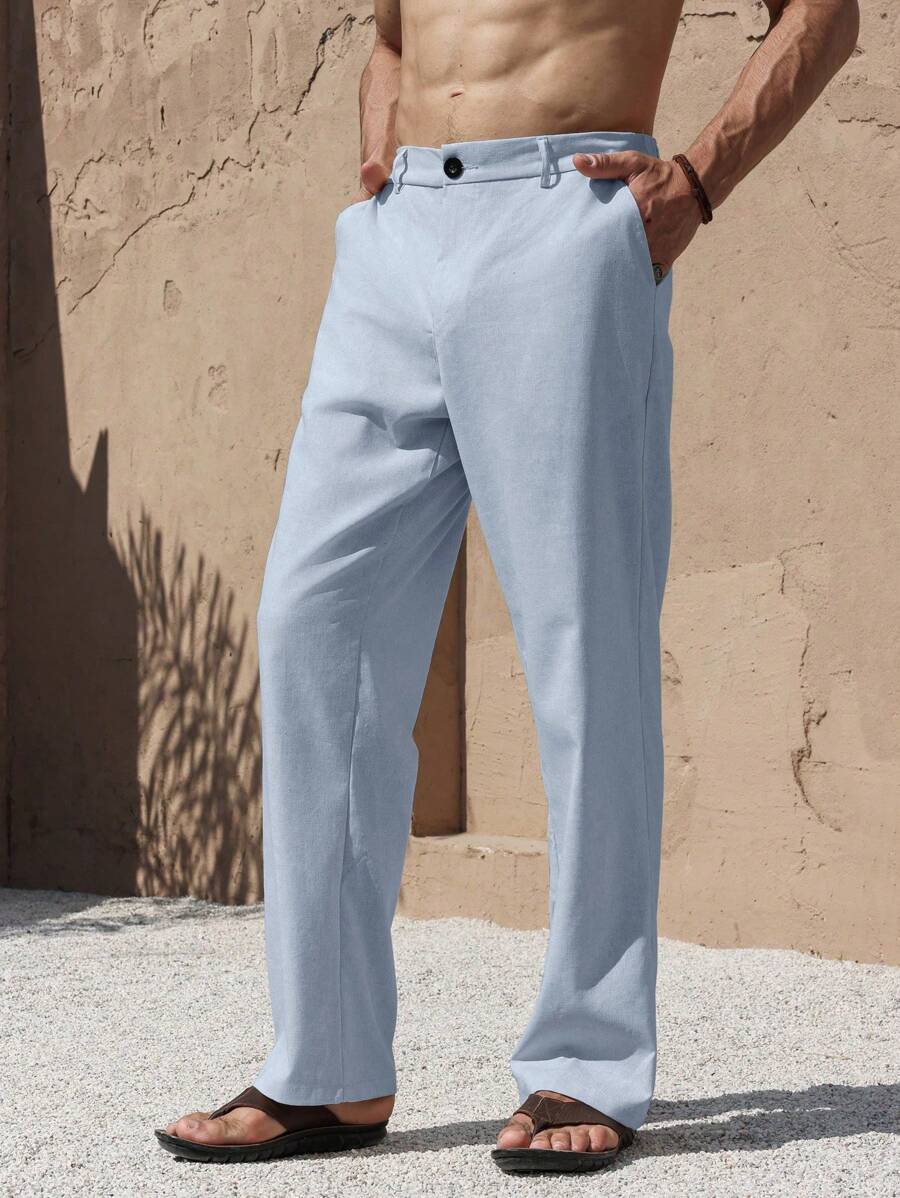 LEINENHOSE MIT TASCHEN