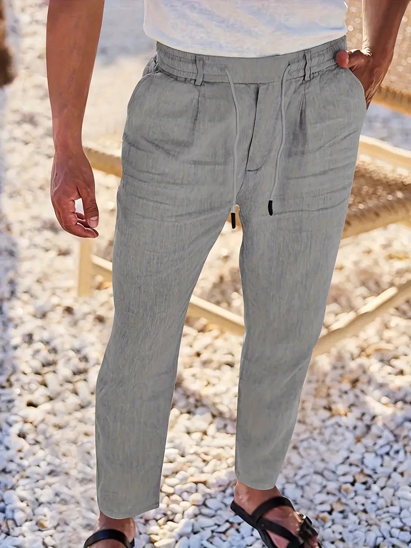 LOCKERE LEINENHOSE MIT KORDELZUG