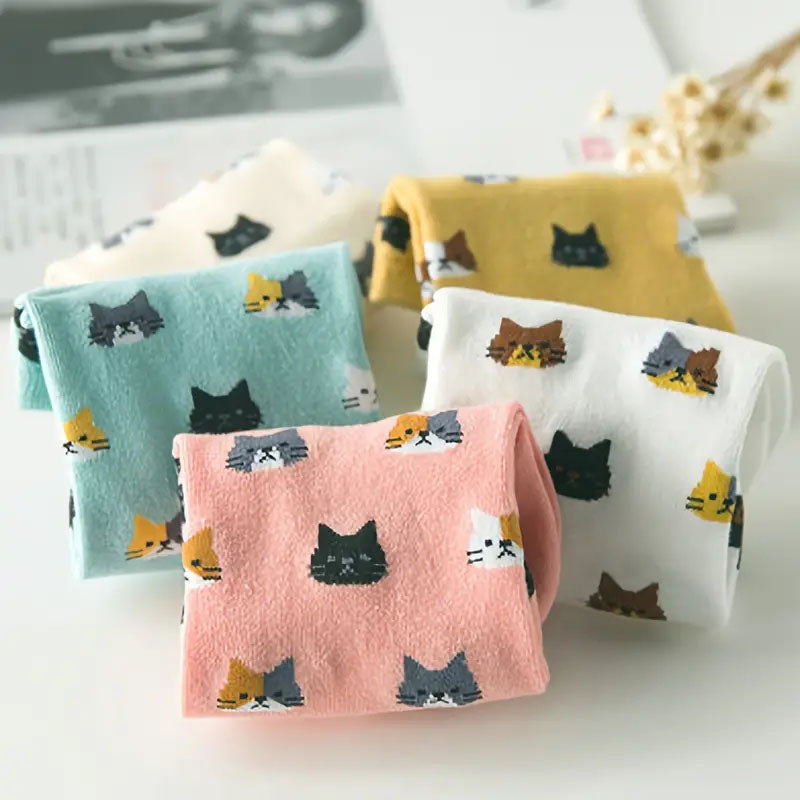 5er-Pack Katzenmuster-Socken