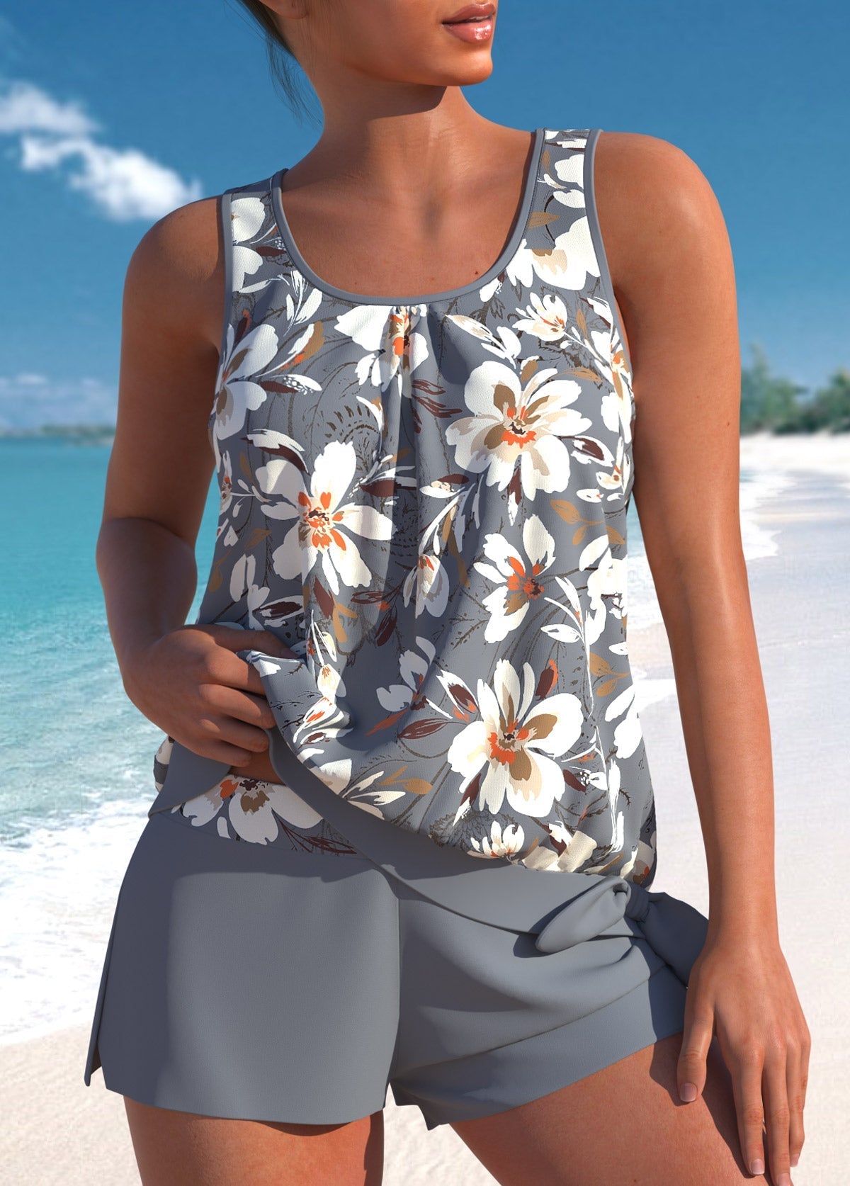 Remy | Eleganter High-Waist-Tankini mit tropischem Print | Letzter Tag 80 % Rabatt!