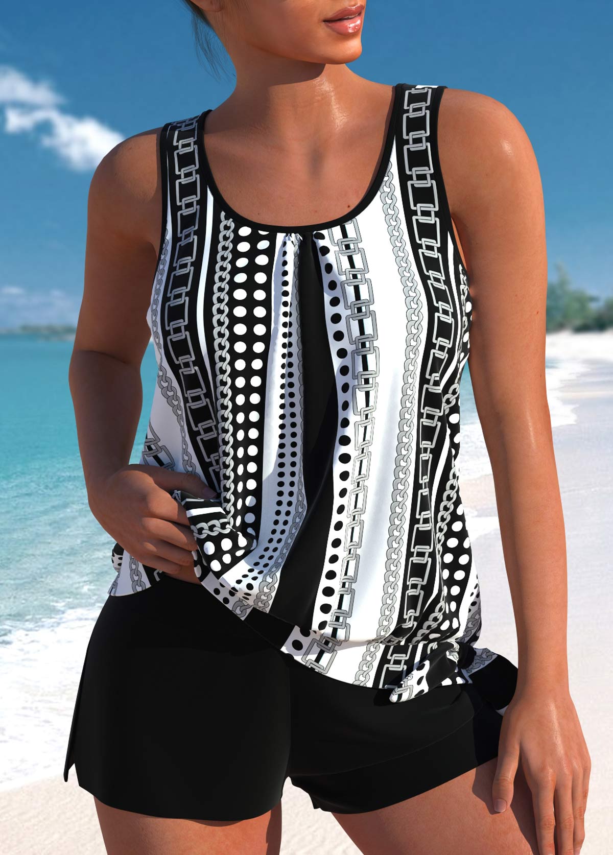 Remy | Eleganter High-Waist-Tankini mit tropischem Print | Letzter Tag 80 % Rabatt!