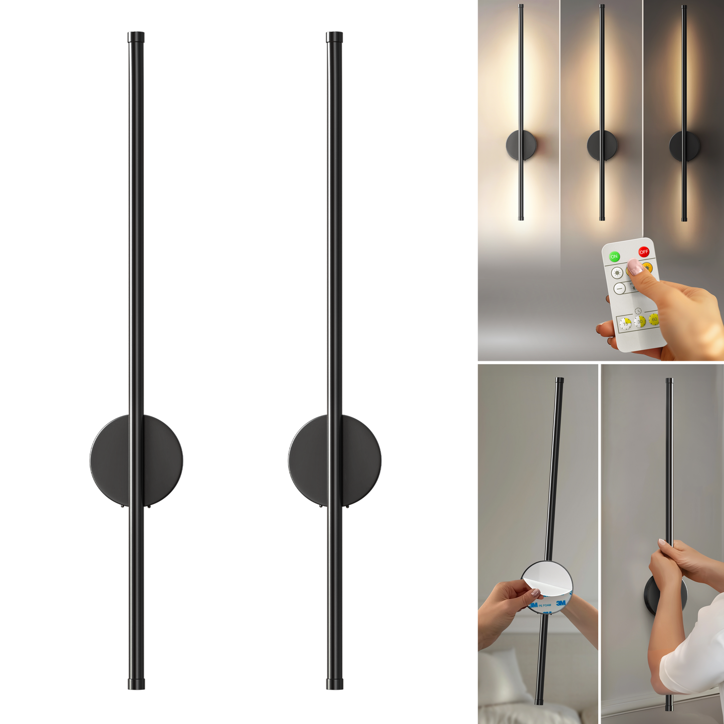 DRAHTLOSE MODERNE WANDLEUCHTEN (SET MIT 2)