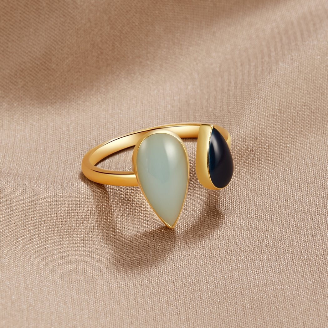 Bague en forme de goutte d'aigue-marine