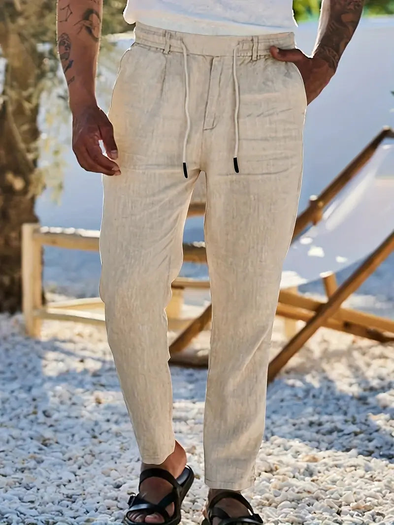 LOCKERE LEINENHOSE MIT KORDELZUG