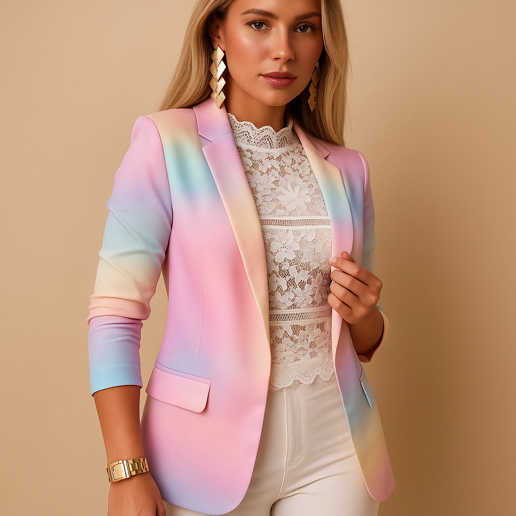 Rive™ | Eleganter Blazer für Damen mit lebhaftem Druck und Schalkragen