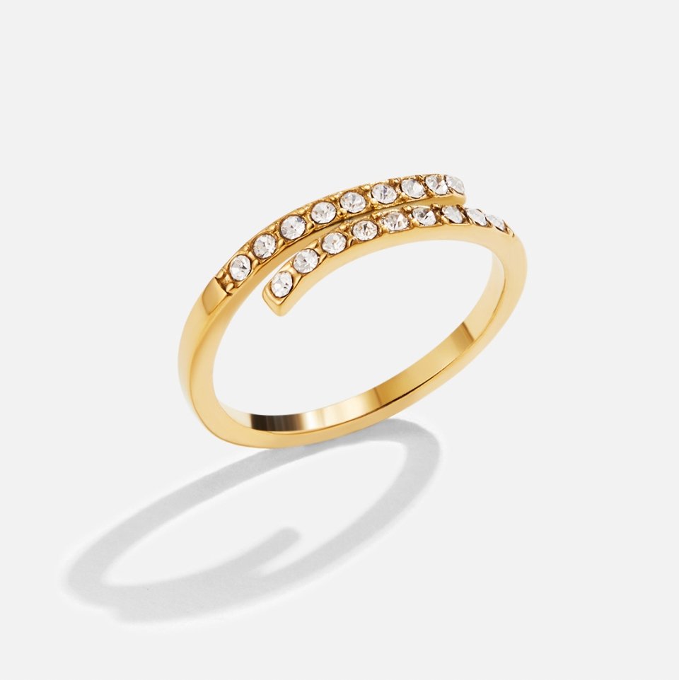 Bague enveloppante en or et cristal