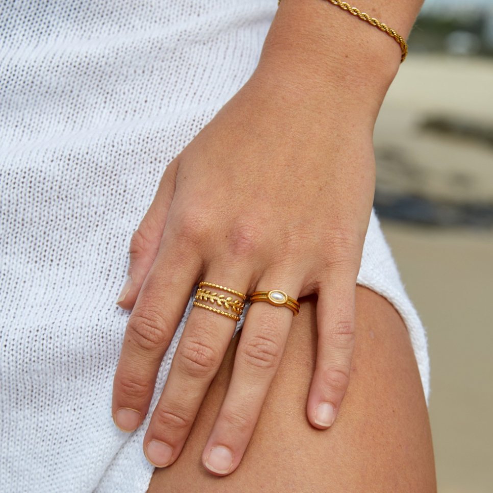 Bague Marissa à feuilles d'or superposées