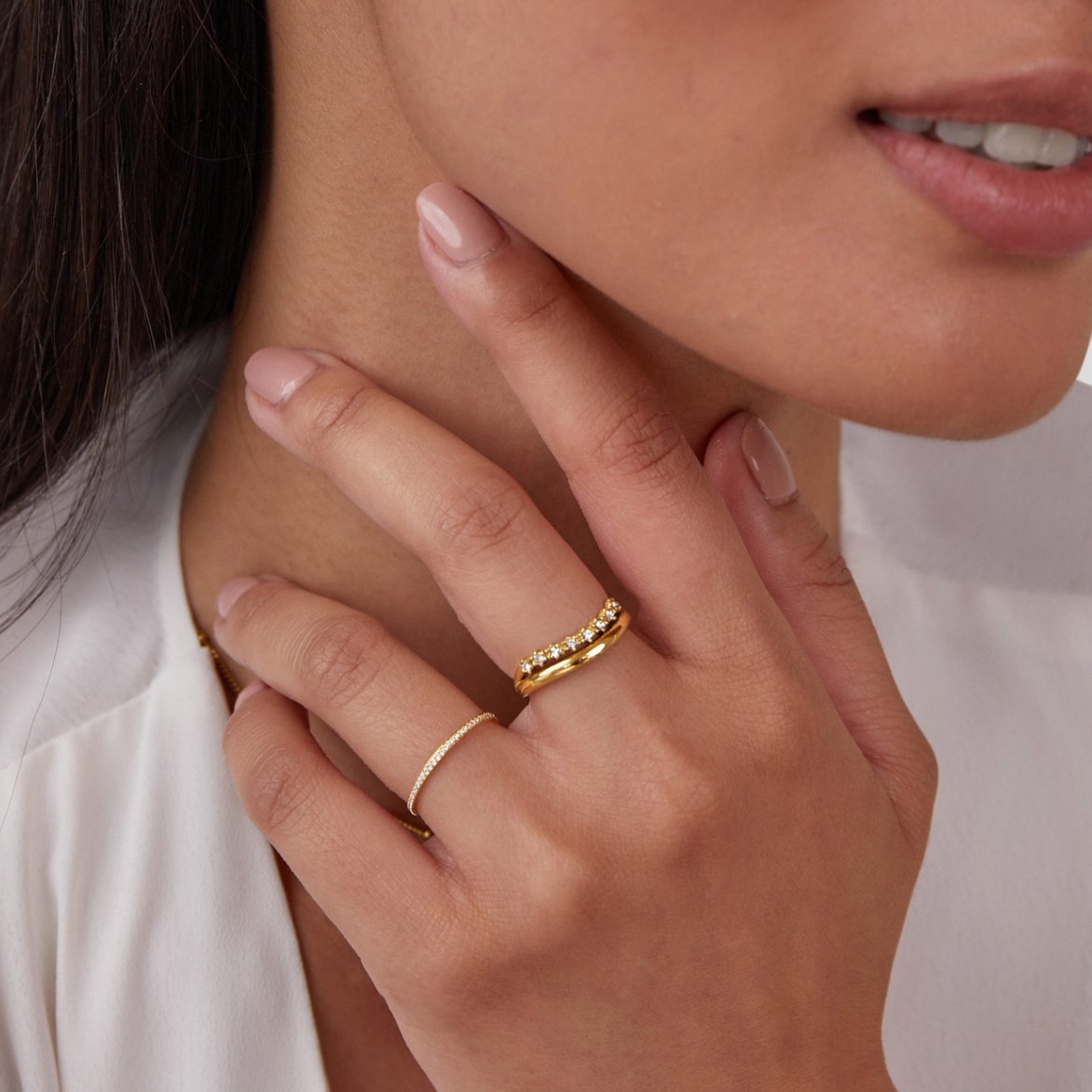 Bague superposée en cristal blanc Marissa