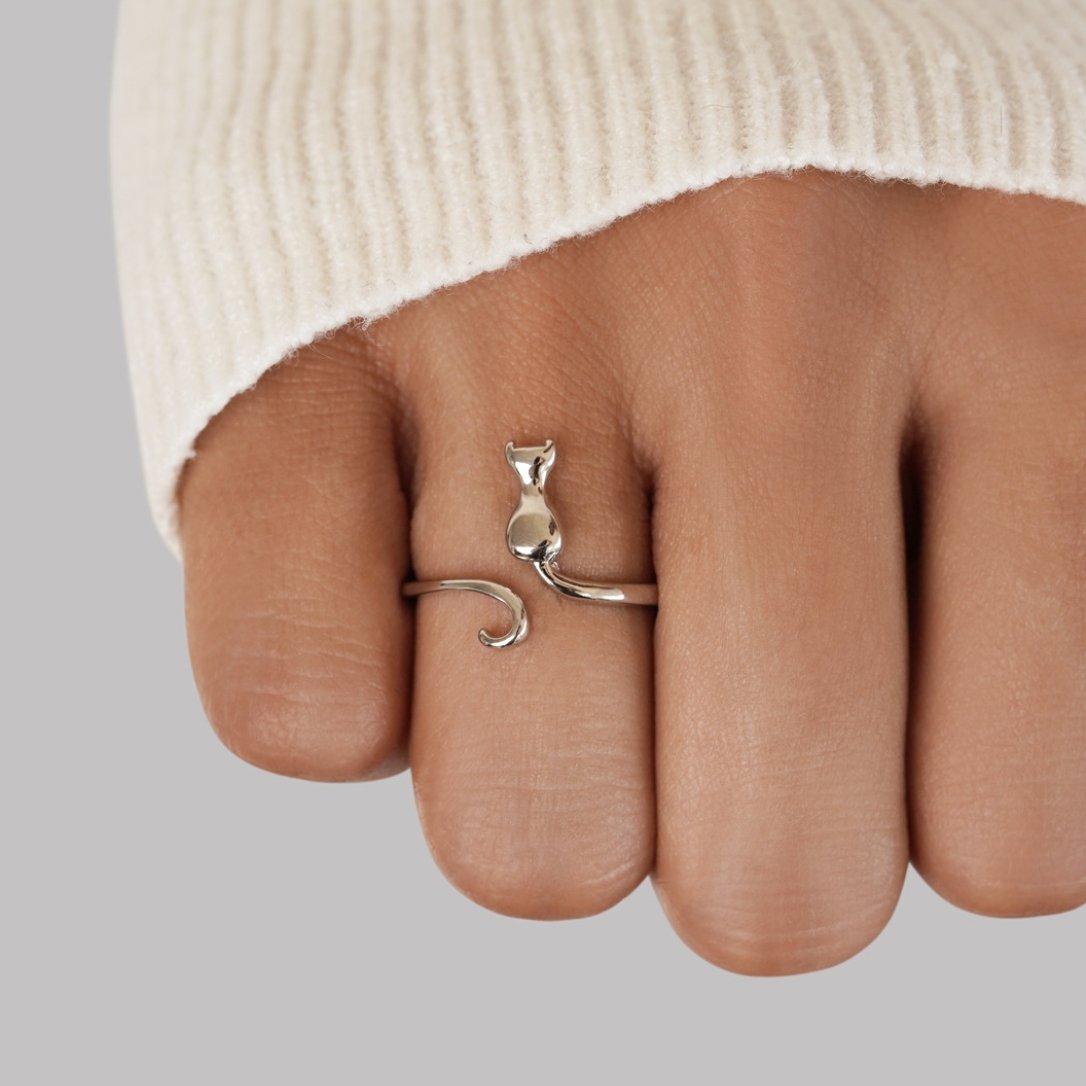 Bague en argent "Midnight Cat" (chat de minuit)