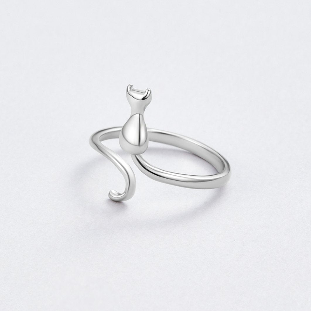 Bague en argent "Midnight Cat" (chat de minuit)