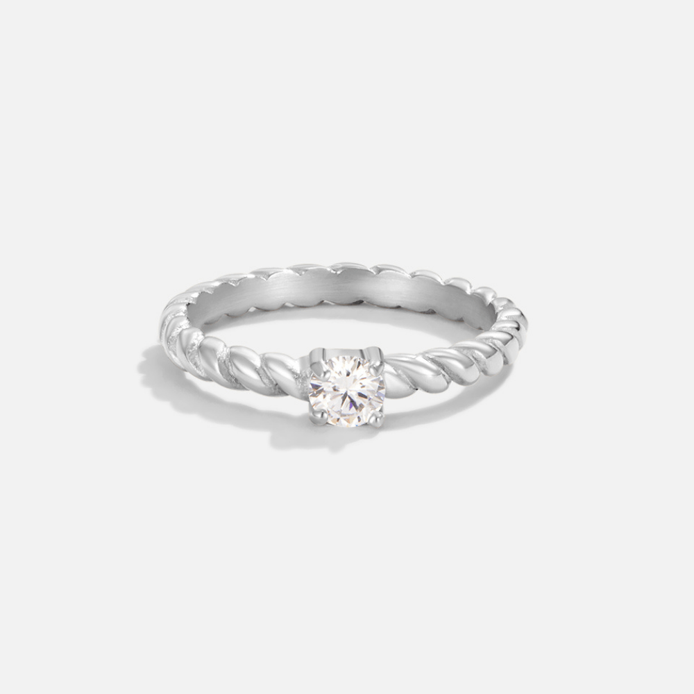 Bague Milan en cristal argenté torsadé