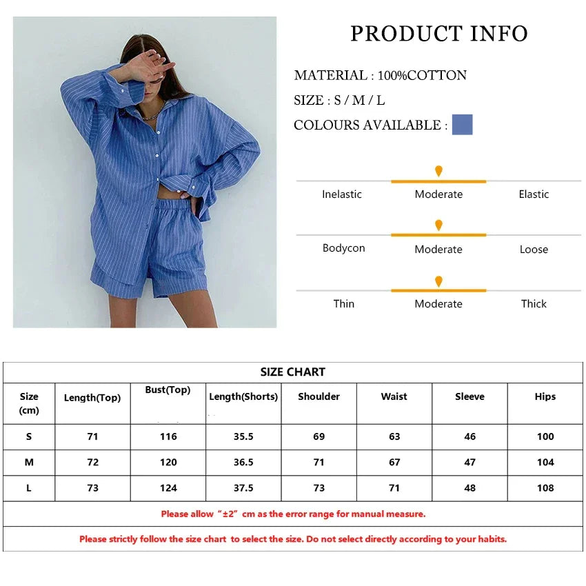 Nadine │Blau-weiß gestreiftes Pyjama-Set