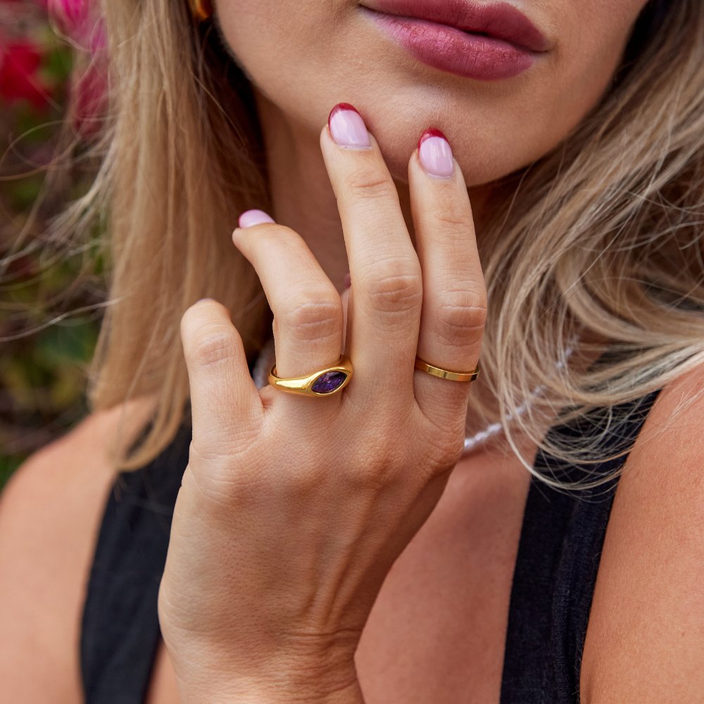 Bague en cristal d'Arizona mauve