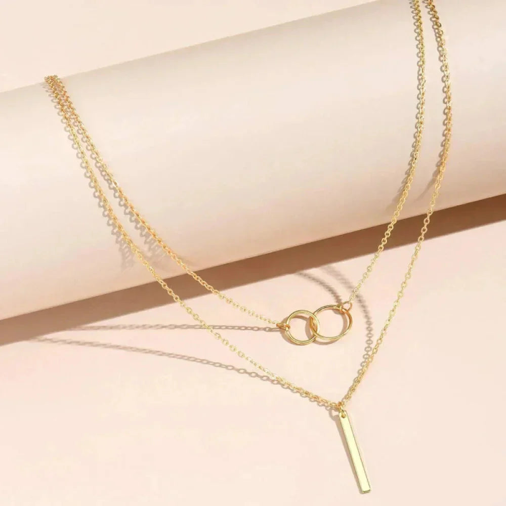 Jasmine | Goldene Vintage-Halskette mit Doppelkette