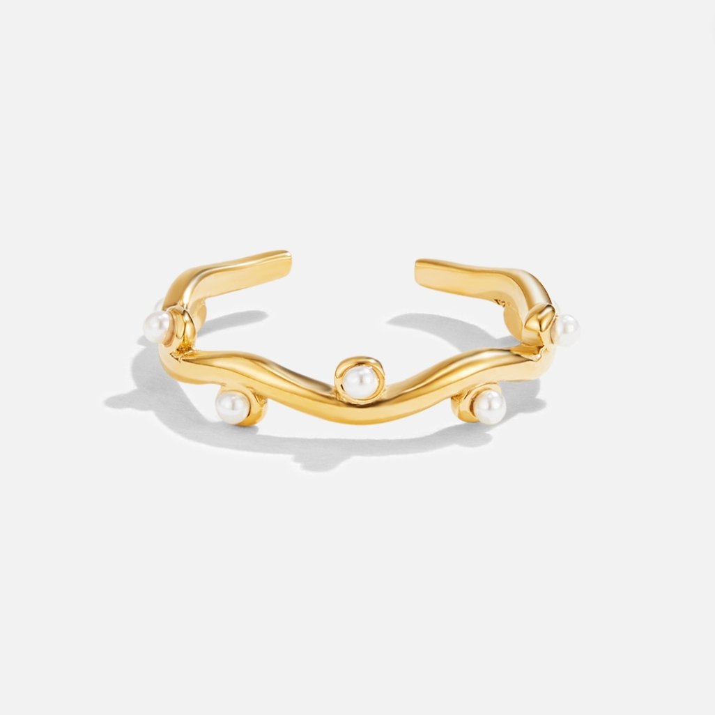 Bague en or à perles ondulées