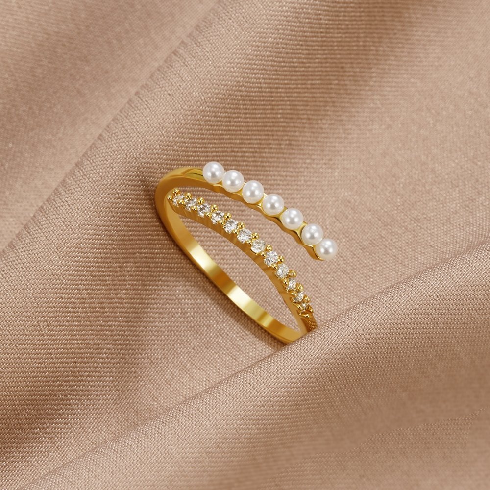Bague Wrap Me en perles et cristaux