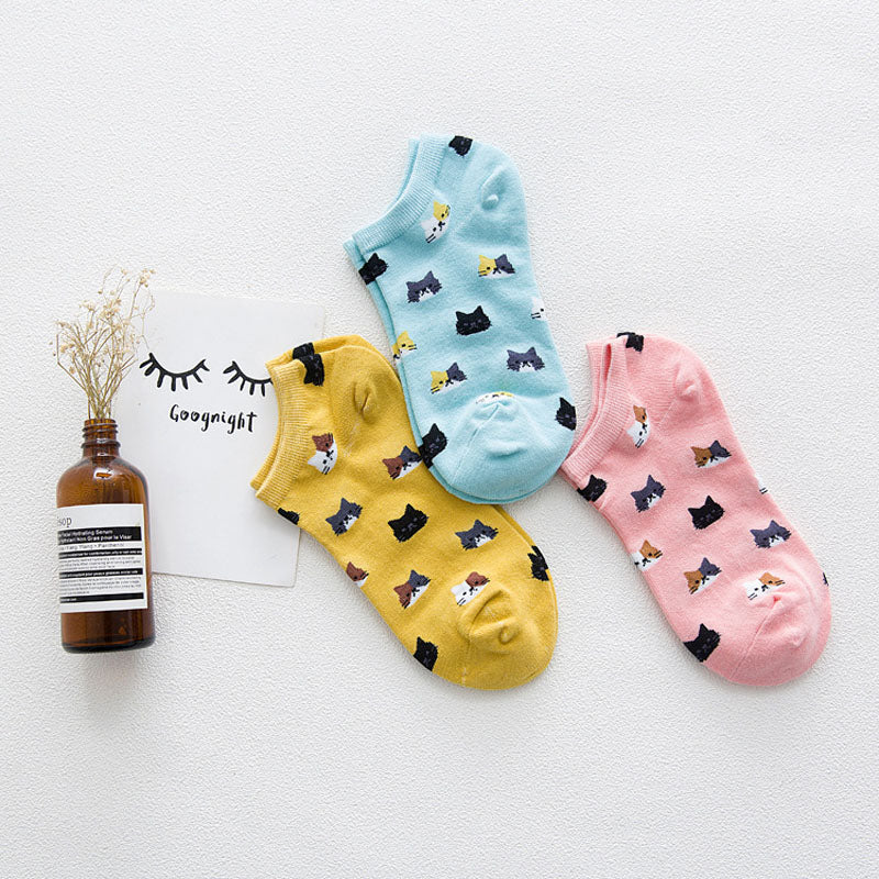 5er-Pack Katzenmuster-Socken