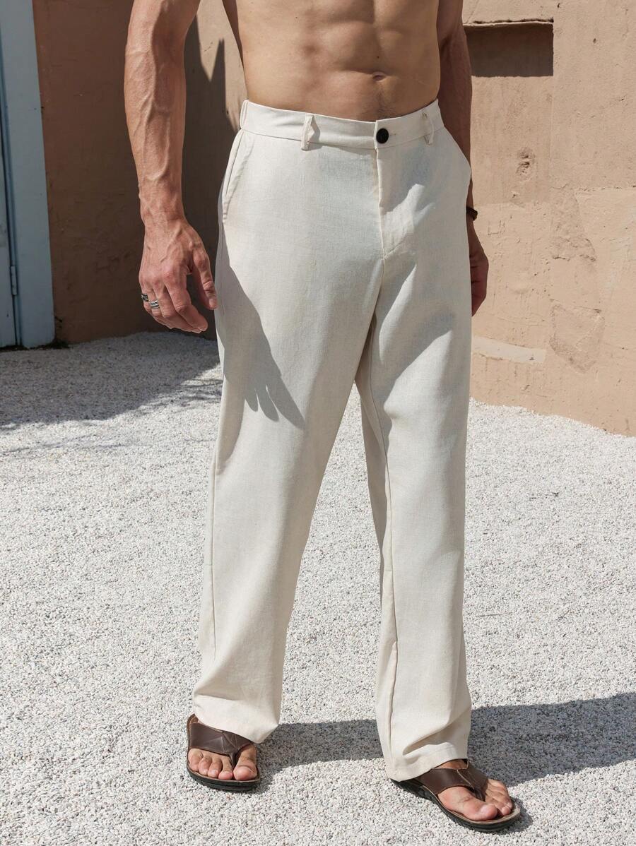LEINENHOSE MIT TASCHEN