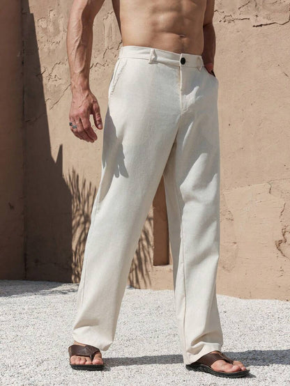 LEINENHOSE MIT TASCHEN