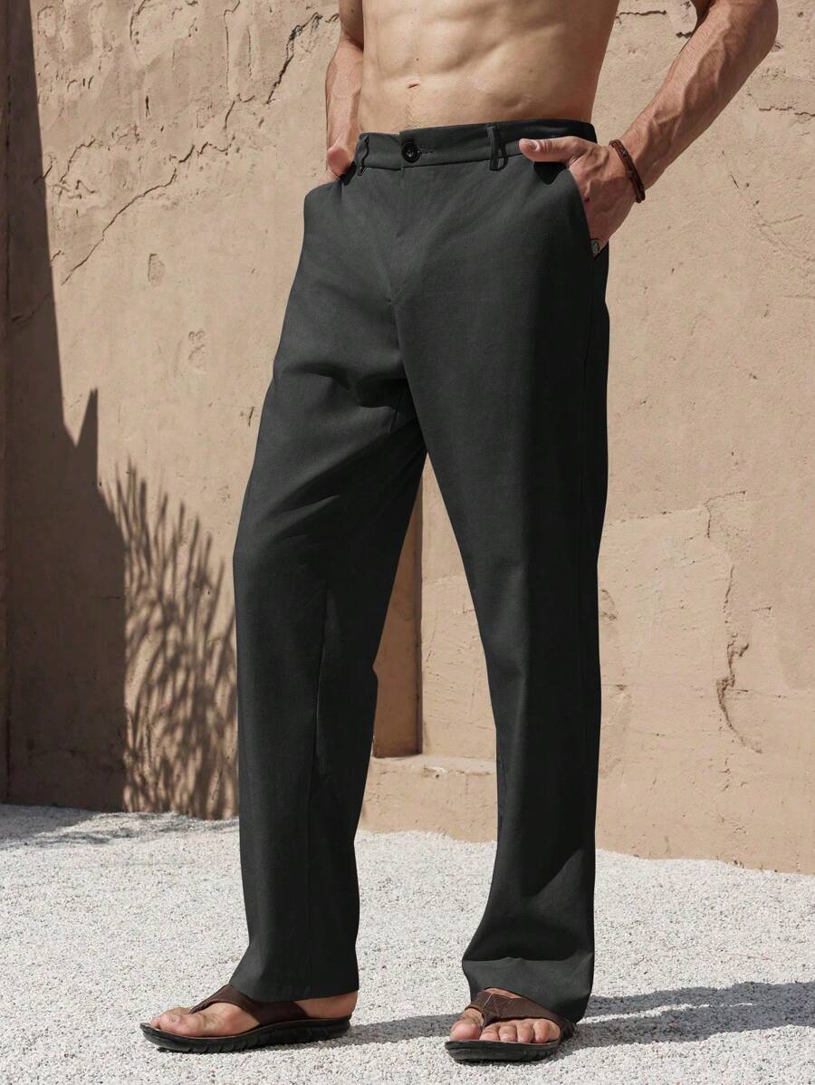 LEINENHOSE MIT TASCHEN