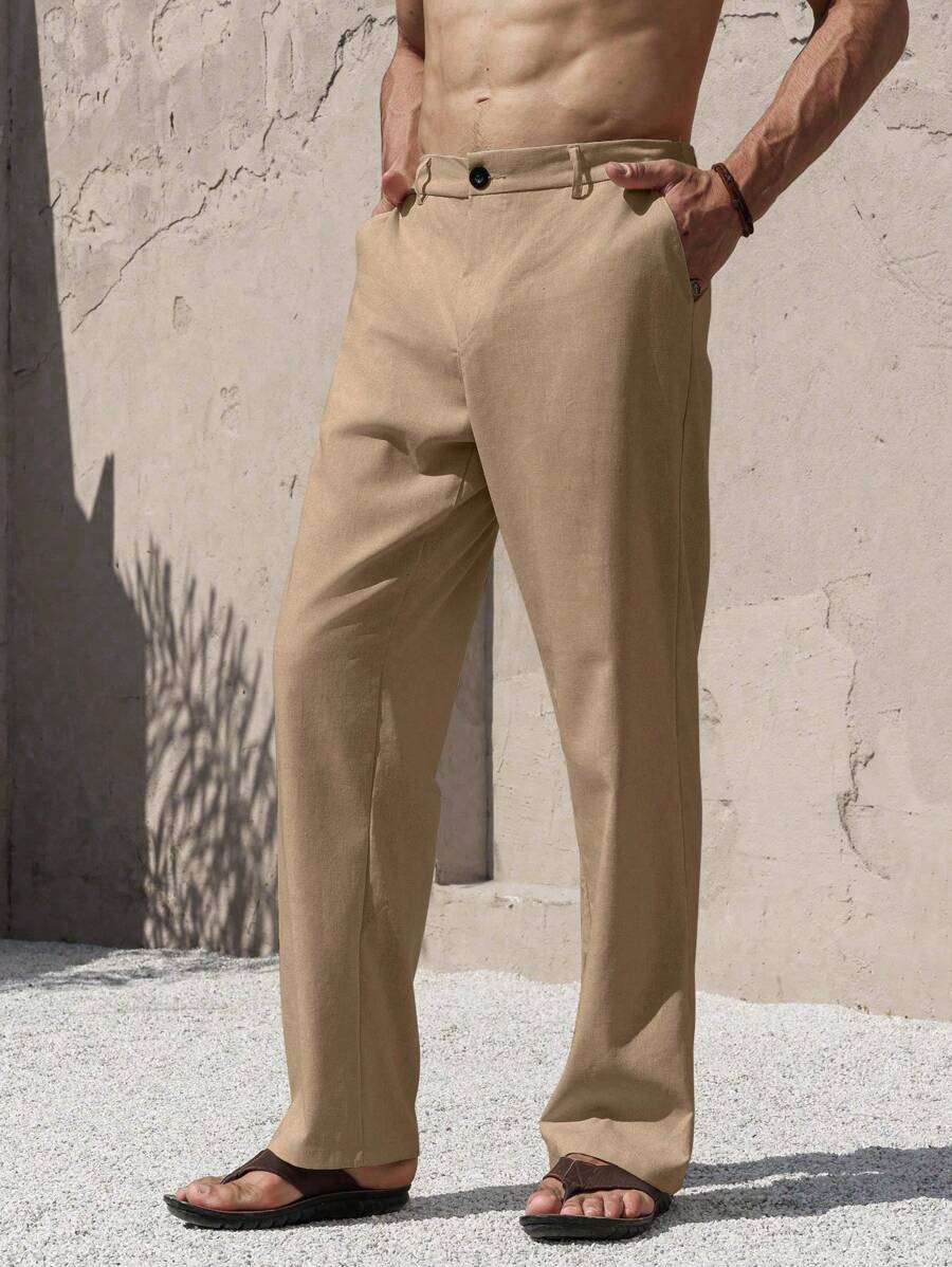 LEINENHOSE MIT TASCHEN
