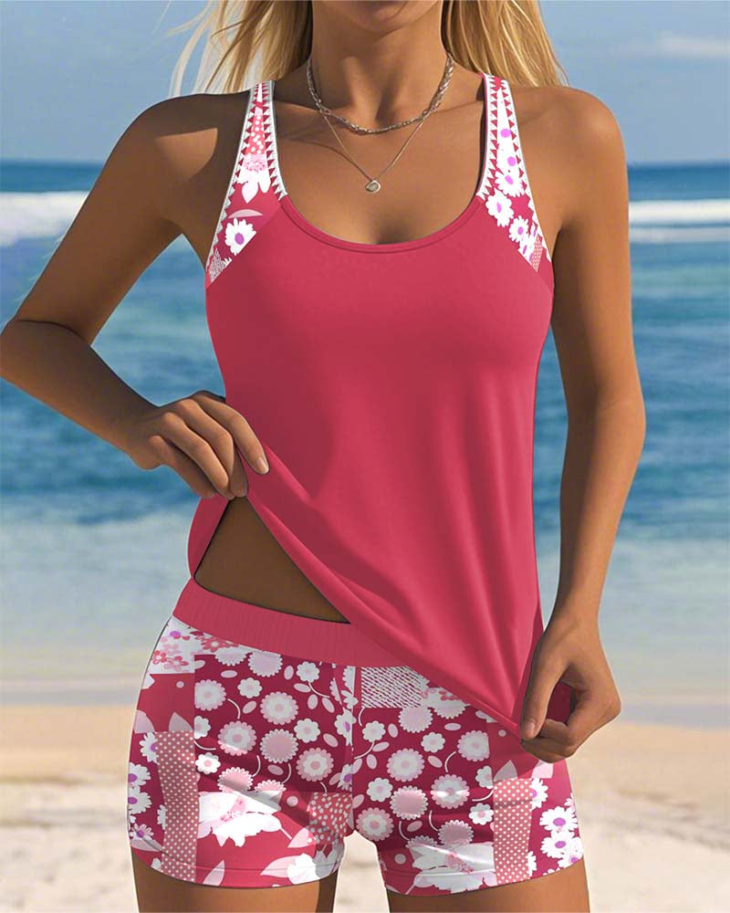 Hanne - Blumenprint Badeanzug-Set