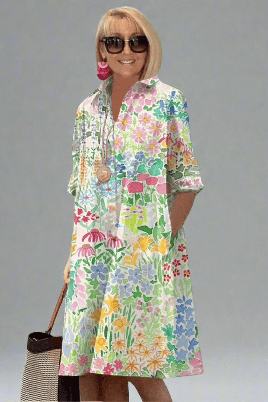 Nadine - Luxuriöses Floral-Sommerkleid für mühelosen Stil