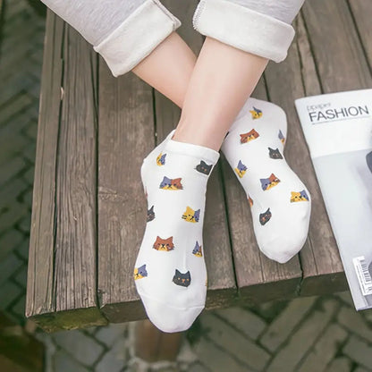 5er-Pack Katzenmuster-Socken