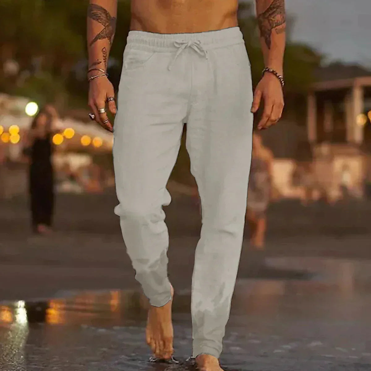 LEINEN STRANDHOSE