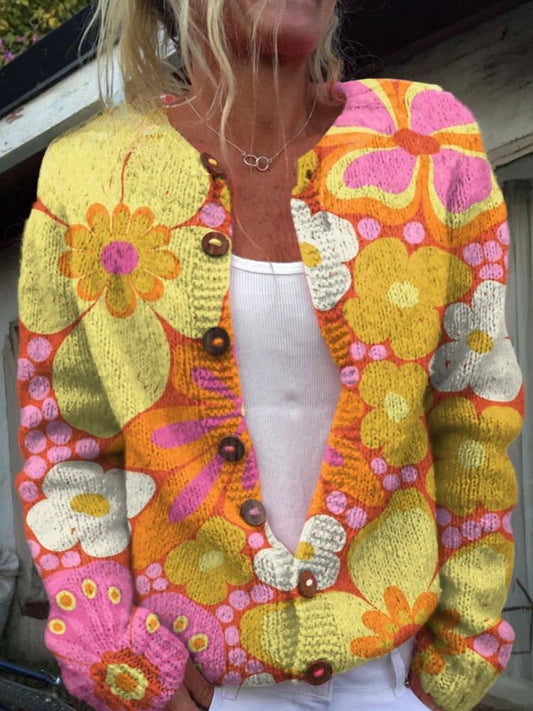 Liebenswerter Damen-Cardigan - Florales Design, Gemütlich & Stilvoll