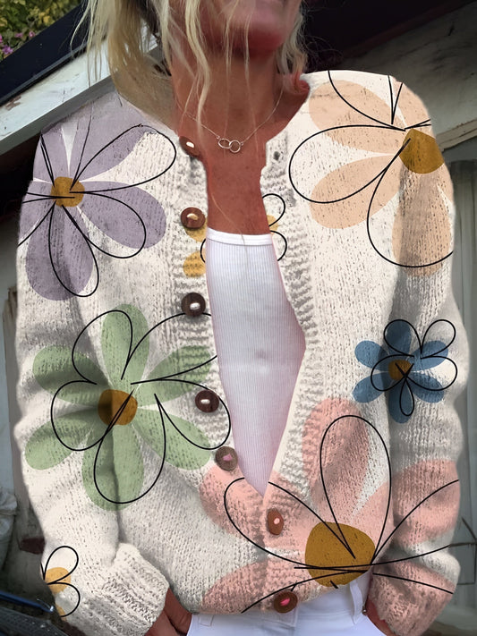 Liebenswerter Damen-Cardigan - Florales Design, Gemütlich & Stilvoll