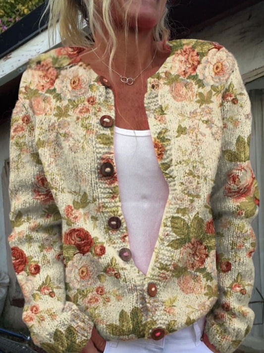Hübscher Damen-Cardigan - Florales Design, Gemütlich & Stilvoll