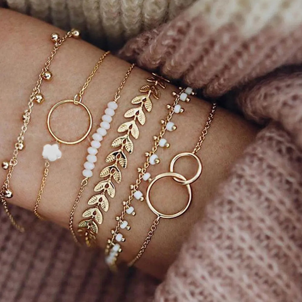 Soléa™ | Set aus goldenen Boho-Armbändern