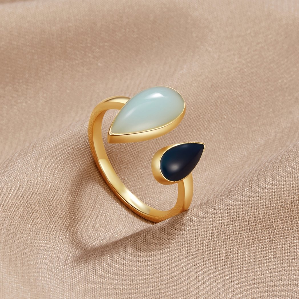 Bague en forme de goutte d'aigue-marine