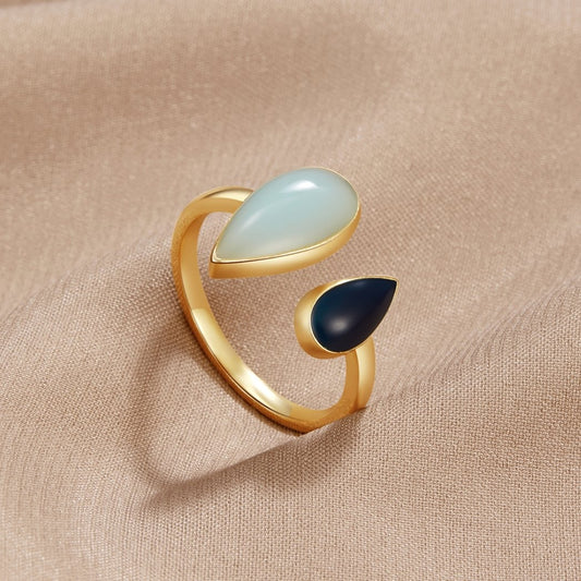 Bague en forme de goutte d'aigue-marine