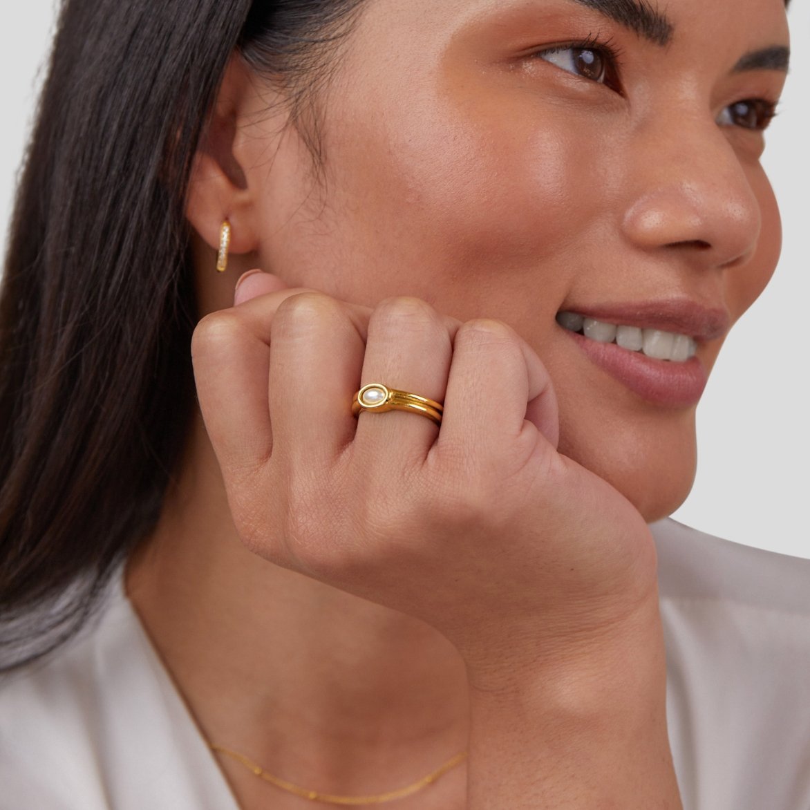 Bague en or 18K avec perles