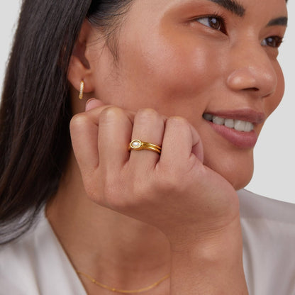 Bague en or 18K avec perles