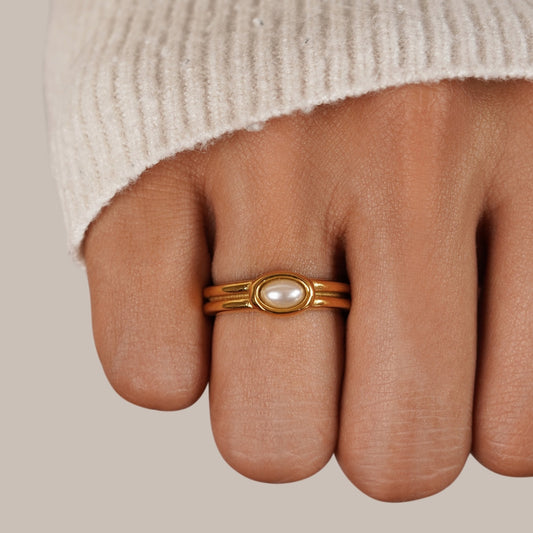 Bague en or 18K avec perles