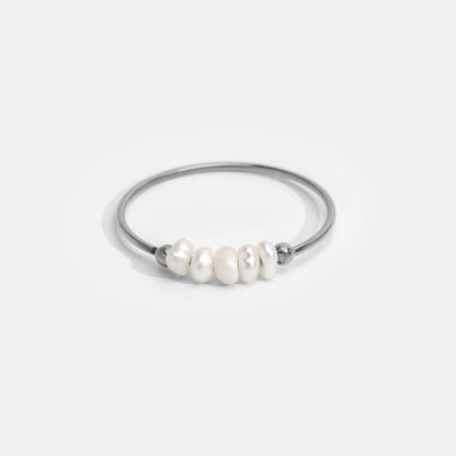 Bague classique en argent avec perles d'eau douce