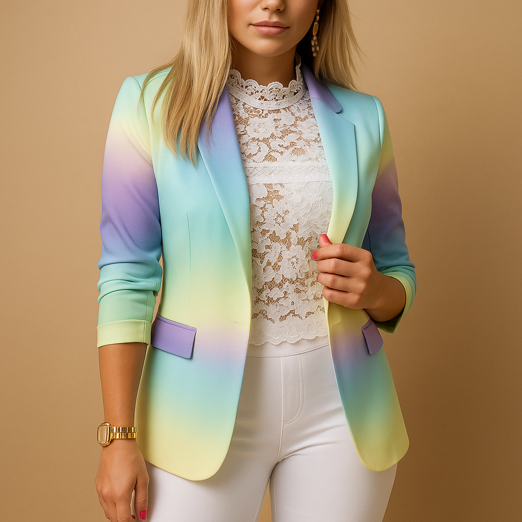 Rive™ | Eleganter Blazer für Damen mit lebhaftem Druck und Schalkragen