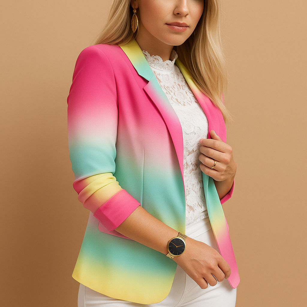 Rive™ | Eleganter Blazer für Damen mit lebhaftem Druck und Schalkragen