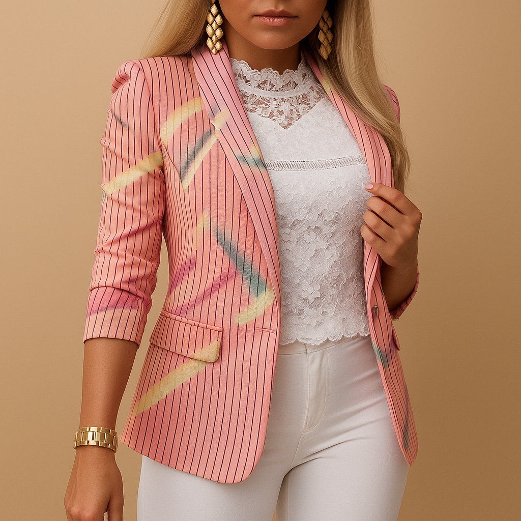 Rive™ | Eleganter Blazer für Damen mit lebhaftem Druck und Schalkragen
