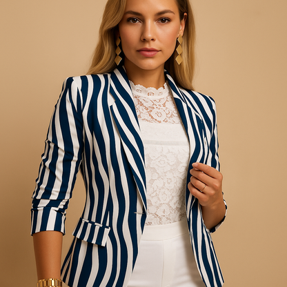 Rive™ | Eleganter Blazer für Damen mit lebhaftem Druck und Schalkragen