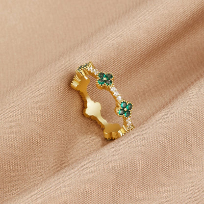 Bague en cristal trèfle à quatre feuilles
