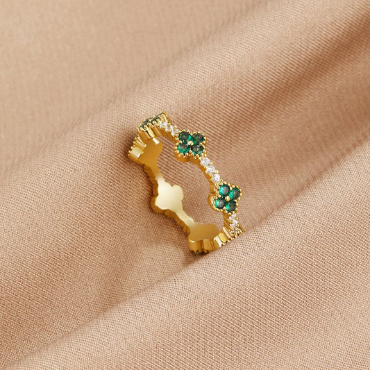 Bague en cristal trèfle à quatre feuilles