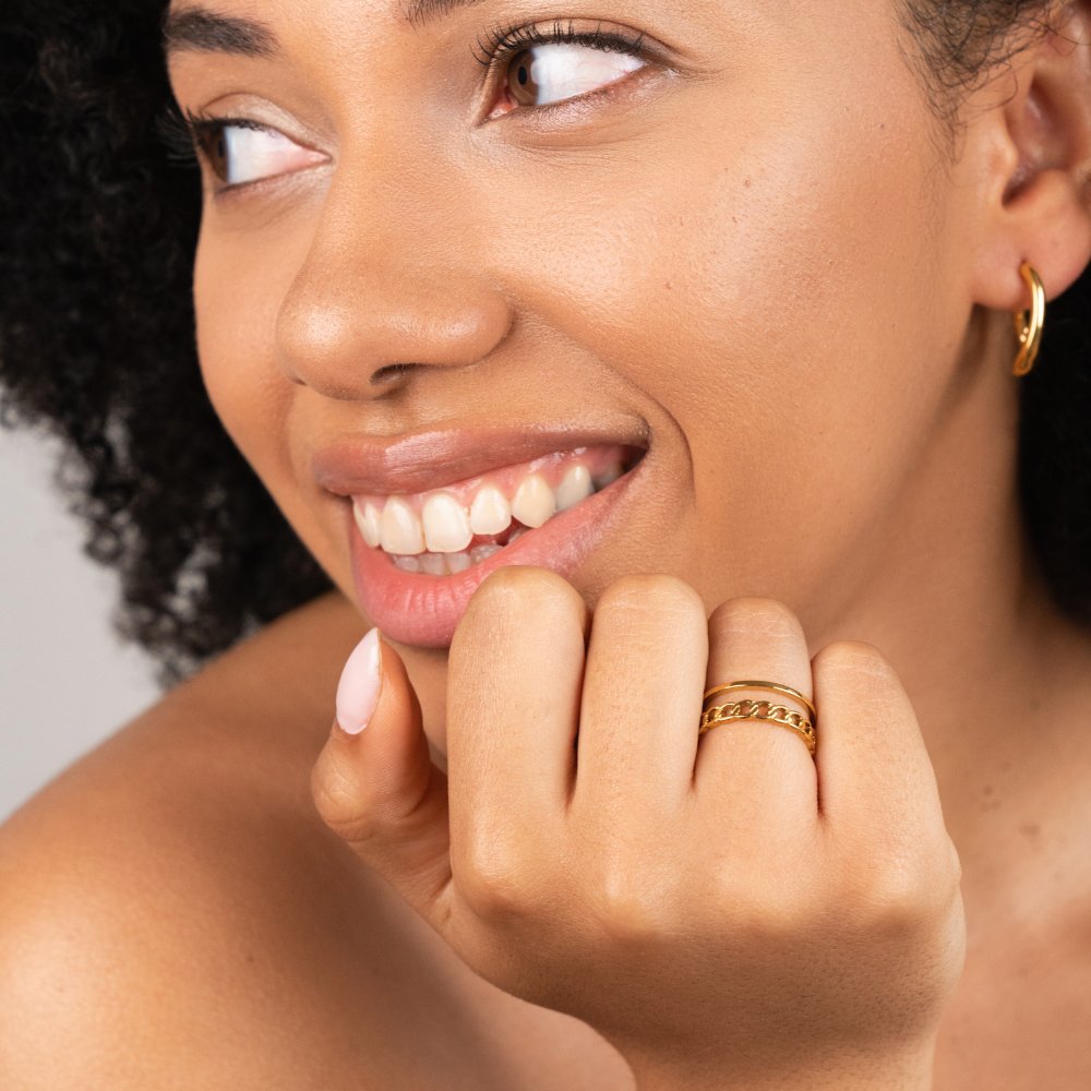Bague superposée en chaîne d'or