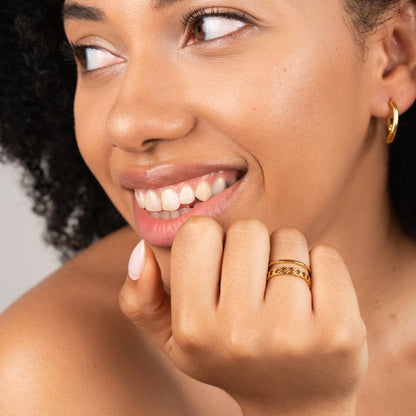 Bague superposée en chaîne d'or